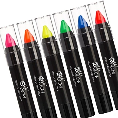 Afbeelding van UV Glow Neon stift / Gezicht &amp; Lichaam Potlood Set van 6 kleuren. origineel en product gloeit helder onder licht!