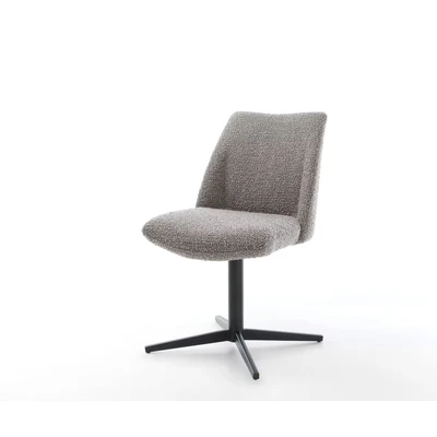 Afbeelding van DELIFE Draaistoel Elso Flex bouclé zilver grijs kruispoot zwart 360 draaibaar pocketveer kern