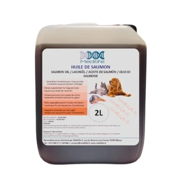 Afbeelding van 2 l zalmolie, 100% natuurlijk, voor honden, katten en paarden, rijk aan omega 3 6 9 vitaminen