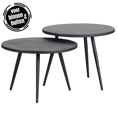 Afbeelding van Woood Suze bijzettafelset zwart Hout