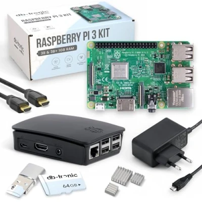 Afbeelding van db tronic Raspberry Pi 3 B Starter Kit Voeding Behuizing 64GB SD kaart HDMI kabel 1m 1GB RAM