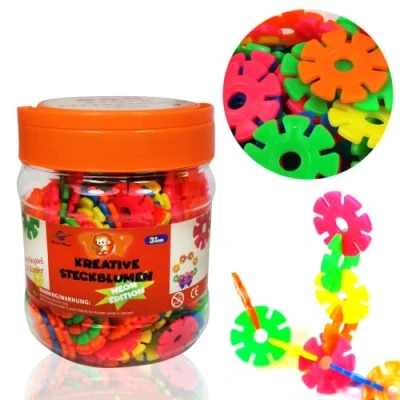 Afbeelding van Smart Planet 400 NEON steekbloemen in doos sneeuwvlokken om te steken, 3,3 cm, kinderspeelgoed, educatief speelgoed, steekstenen, vanaf 3 jaar