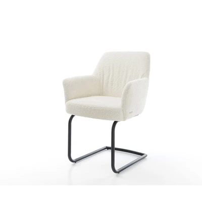 Afbeelding van sledemodel Xana Flex met armleuning rond zwart bouclé wit pocketveer kern