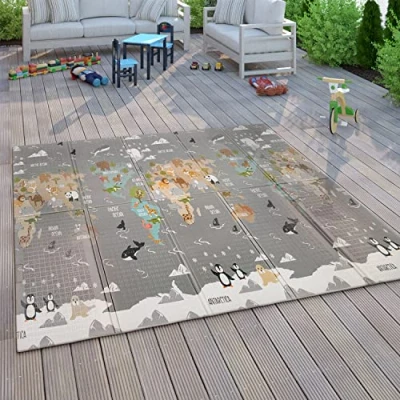 Afbeelding van Speelkleed Kruipkleed Kinderen Kleed Opvouwbaar Afwasbaar Omkeerbaar Dier Motief, Maat:150x200 cm, Kleur:Veelkleurig 3