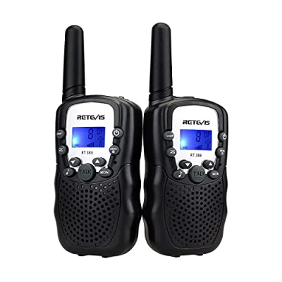Afbeelding van Retevis RT388 Walkie Talkies voor kinderen, lange afstand speelgoedcadeau 3 12 jaar oude jongens, VOX zaklamp, kamperen, familie buitenavonturen (1 paar, zwart)