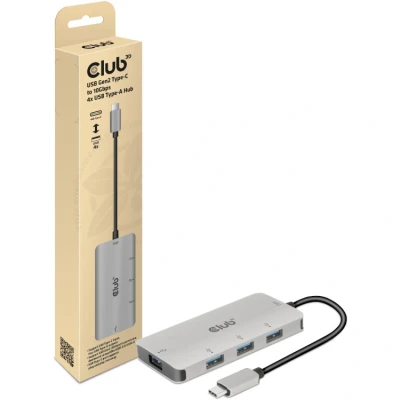 Afbeelding van club3D CSV 1547 USB C (USB 3.2 Gen 2) multiport hub 4 poorten Zwart, Zilver