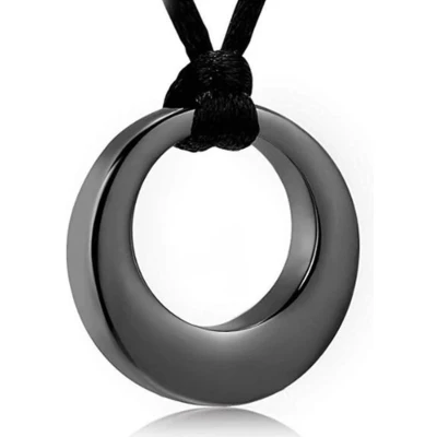 Afbeelding van Dutch Duvall Circle of life zwart Ashanger met ketting RVS assieraad asketting Mini urn crematie sieraad