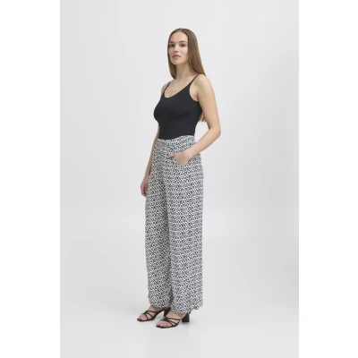 Afbeelding van ICHI wide leg regular waist casual broek donkerblauw