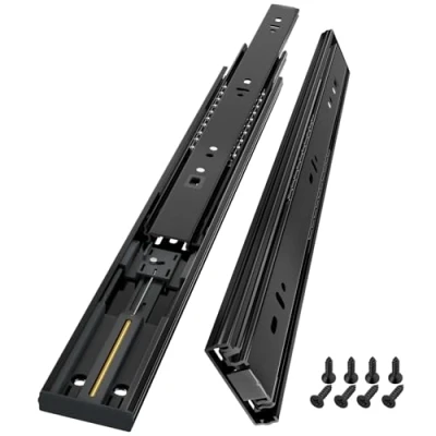 Afbeelding van AOLISHENG Soft Close Lade Runners 400mm Zwart Volledige Extension Side Mount Kogellager Keukenkast Zelfdichte Slides Rails Heavy Duty 45kg Laadvermogen 1 paar (2 Pack)