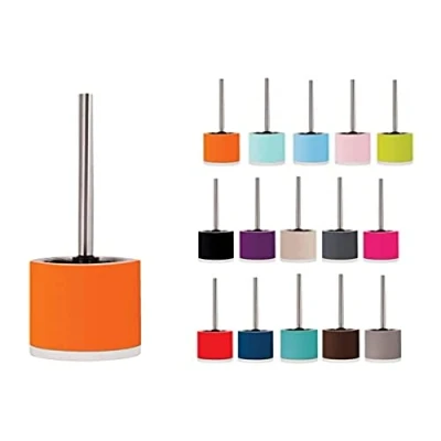 Afbeelding van MSV Shine Toilet/wc borstel houder keramiek/metaal oranje 38 cm Toiletborstels