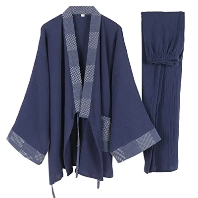 Afbeelding van Een Japans merk kimono katoenen hanfu pyjama pak voor heren in oversized taoïstische kleding Zen, Color13, L