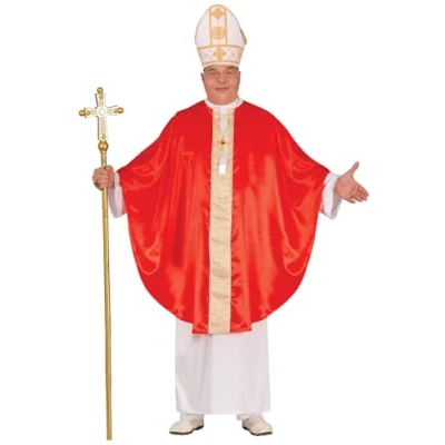 Afbeelding van Guirca Monnik &amp; Pater Priester Kostuum Heilige Roomse Vader Man Rood, Wit / Beige Maat 52 54 Carnavalskleding Verkleedkleding