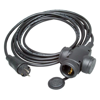 Afbeelding van Kopp Geaarde voeding verlengkabel outdoor met 3 voudig contact 3x 1,5mm / zwart 5 meter