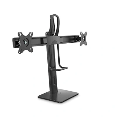 Afbeelding van PureMounts monitorhouder voor twee schermen, 2 x VESA 75 naar 100 100, traploos in hoogte verstelbaar, kantelbaar, draaibaar, zwart PM OFFICE ST 02