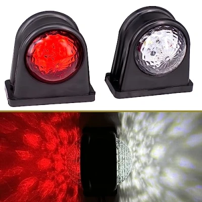 Afbeelding van Krtopo 2X 8 LED Side Marker Lichten 12/24 V Trailer Lamp Dubbelzijdig Waarschuwing Wit Rood licht voor Truck RV Caravan