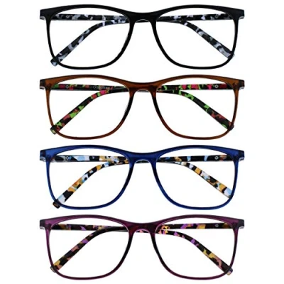 Afbeelding van Opulize Arc 4 Stuks Groot Leesbril Zwart Bruin Blauw Purper Mannen Vrouwen RRRR66 1235 +2,00