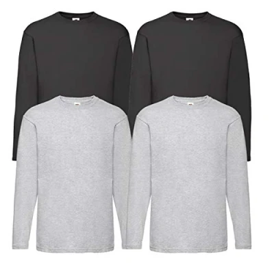 Afbeelding van Fruit of the Loom T shirt, met lange mouwen, M/L/XL/XXL, 4 stuks, verschillende kleurensets verkrijgbaar, 2grau2schwarz, 5XL