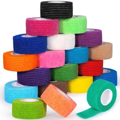 Afbeelding van JEDWKFA 20 rollen zelfklevend verband, 4,5 m x 2,5 cm vingertape, kinesiologietape, elastisch bevestigingsverband, zelfklevend, voor polsen, vingerbescherming, veelkleurig