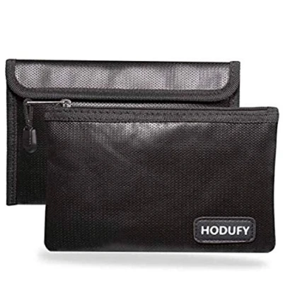 Afbeelding van Hodufy Kleine brandwerende tas, 5 x 8 inch niet jeukende geldzak, vuurvaste bank tas set voor waardevolle spullen autosleutels, paspoort, bankborg (2 pack)