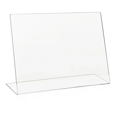 Afbeelding van VITAdisplays® L staander DIN A4 landschap formaat/tafelstandaard/L staander/affiche display/reclamedisplay/schuin, van origineel plexiglas