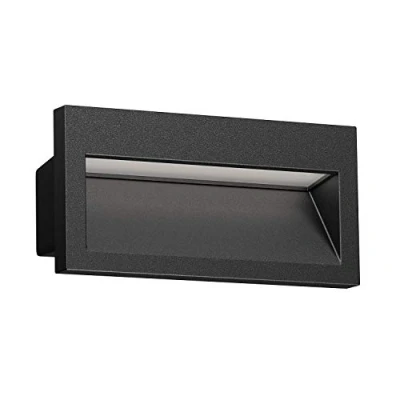 Afbeelding van ledscom.de LED inbouw wandlamp NOLA, downlight voor buiten, IP54, mat zwart, 140 x 70mm, warm wit, traplicht, inbouwspot, wand, LED, trapverlichting, inbouw,