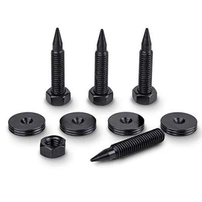 Afbeelding van PrecisionGeek Gezwart Staal Luidspreker Spikes/Boxen Spikes M6 L 35mm + 20mm Onderleggers 4 stuks