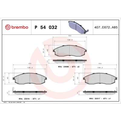 Afbeelding van Brembo Remblokset P 54 032