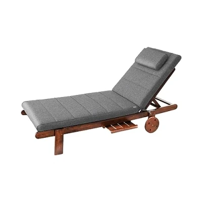Afbeelding van PillowPrim Tuinmeubelmatras, voor ligstoel, balkon, outdoor, ligkussen, kussen, bank, zitkussen, antraciet, 204x60 cm