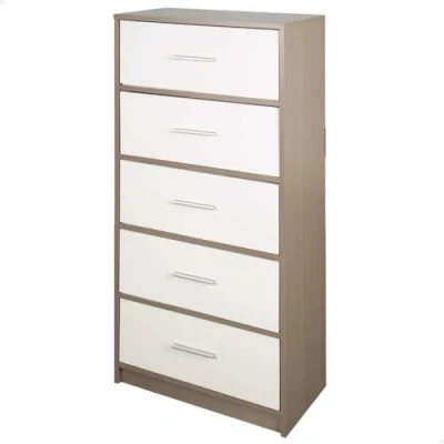 Afbeelding van AKTIVE 18414 Max Home commode voor slaapkamer, multifunctioneel, grijs en wit, 5 laden, 58 x 30 112 cm, van hout, moderne stijl, opbergsysteem, thuisorganisatie, decoratie, kleedmeubels