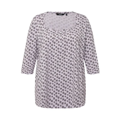 Afbeelding van Ulla Popken Carreeausschnitt 3/4ARM Blouse, Dames, Maat: 42/44, Pastell flieder
