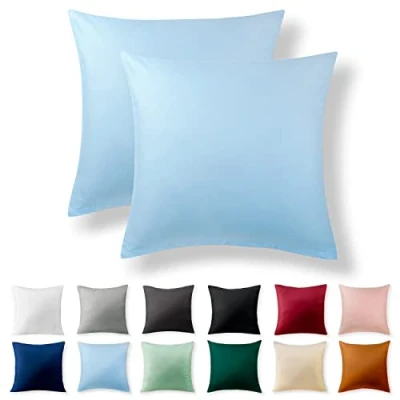 Afbeelding van Alreya Tweedelige set renforcé kussenslopen, 40 x cm, 100% katoen met YKK ritssluiting, superzacht hoofdkussensloop, kussenhoes, lichtblauw, alleen kussensloop