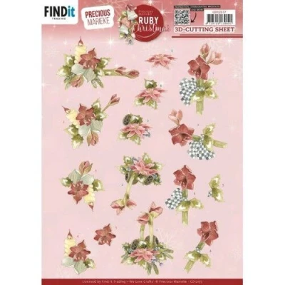 Afbeelding van 3D Cutting Sheets Precious Marieke Ruby Christmas Amaryllis