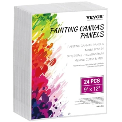 Afbeelding van VEVOR Canvas Boards 24 stuks 229x305mm Schilderdoek Wit Olieverfschilderij