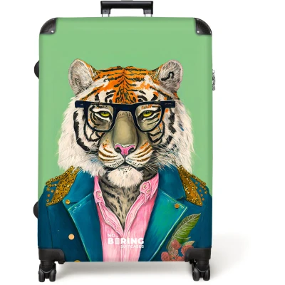 Afbeelding van NoBoringSuitcases.com® Koffer groot Reiskoffer lichtgewicht Bloemen Bril Tijger Dieren Safari Rolkoffer met 4 wielen Grote trolley XL 98 liter bagage