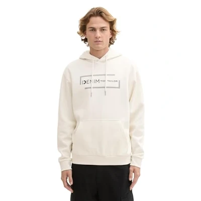 Afbeelding van TOM Tailor Denim MIT Print Hoodie, Heren, Maat: Large, Wool white