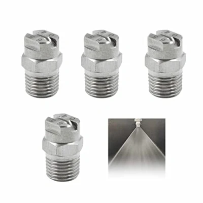 Afbeelding van hogedruksproeier, ventilator, mondstuk, hogedrukreiniger, oppervlaktereiniger, sproeier, nevelsproeier, roestvrij staal, wasmondstuk, punt, accessoires, 65 graden 1,3 mm opening 1/4 inch schroefdraadaansluiting, 4 stuks