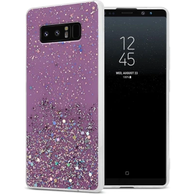Afbeelding van Cadorabo Hoesje geschikt voor Samsung Galaxy NOTE 8 in Paars met Glitter Beschermhoes van flexibel TPU silicone fonkelende glitters Case Cover Etui