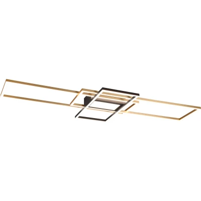 Afbeelding van Trio leuchten LED Plafondlamp Plafondverlichting 60W Aanpasbare Kleur Afstandsbediening Dimbaar Rechthoek Goud Aluminium