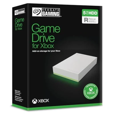 Afbeelding van Seagate Game Drive for Xbox, 5TB, Externe harde schijf, USB 3.2 Gen 1, wit, Xbox gecertificeerd, RGB ledverlichting, 3 jaar Rescue Services (STKX5000100)