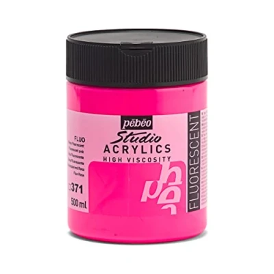 Afbeelding van Pébéo Acryl fijne studio kunststoffen meerlaagse verf voor je creativiteit acrylverf fluorescerend roze 500 ml