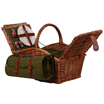 Afbeelding van Nature by Kolibri Picknickset voor 2 personen, met picknickmand, picknickdeken, bestek en servies