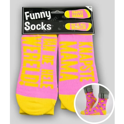 Afbeelding van Paper Dreams Sokken Funny Socks Knapste Mama Katoen Roze One size