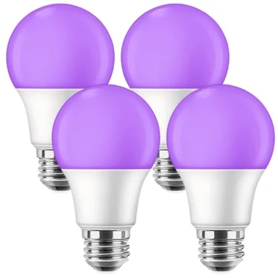 Afbeelding van 4 stuks uv blacklight gloeilamp, 9 W, E27 led 385 400 nm, zwart licht, lamp, verlichting, partylicht voor feestjes, kelder, disco, club, bar