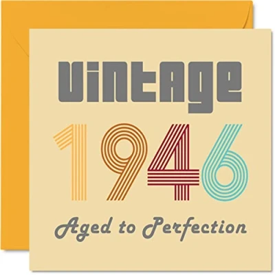 Afbeelding van 77e verjaardagskaarten voor mannen en vrouwen vintage 1946 verouderd tot perfectie 77 verjaardagskaart grappig haar hem, 145 mm x beste vriend mama papa opa oma oppas
