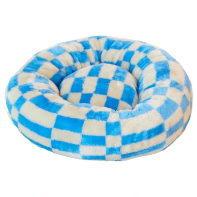 Afbeelding van Dogguo Block Round Bed Blauw&amp;Beige Hondenmatras S