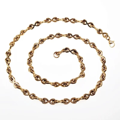 Afbeelding van 55cm x 6mm Halsketting Dames Oneindigheids Ketting Stalen Goudkleur Infinity Schakelketting