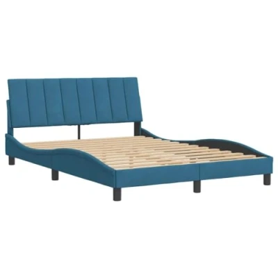 Afbeelding van vidaXL Bedframe met hoofdeinde fluweel blauw 140x200 cm