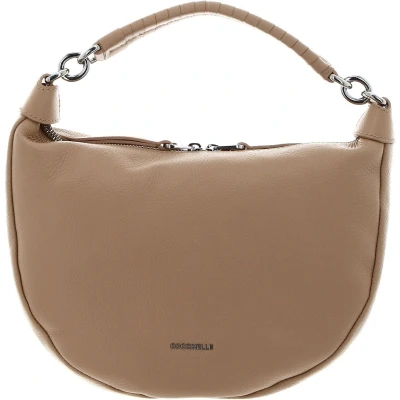 Afbeelding van Coccinelle Leren Handtas Schoudertas Maelody Handbag Grained Leather Toasted Beige