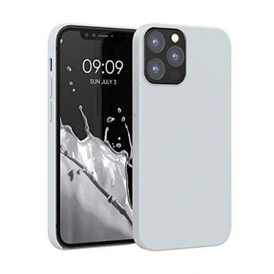 Afbeelding van kwmobile telefoonhoesje geschikt voor Apple iPhone 12 / Pro Hoesje met siliconen coating Smartphone case in mat lichtgrijs
