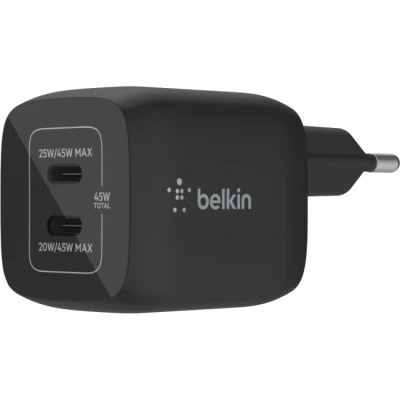 Afbeelding van Boost↑Charge GaN Pro Adapter 2 poorts USB C 45W van Belkin Zwart Kunststof